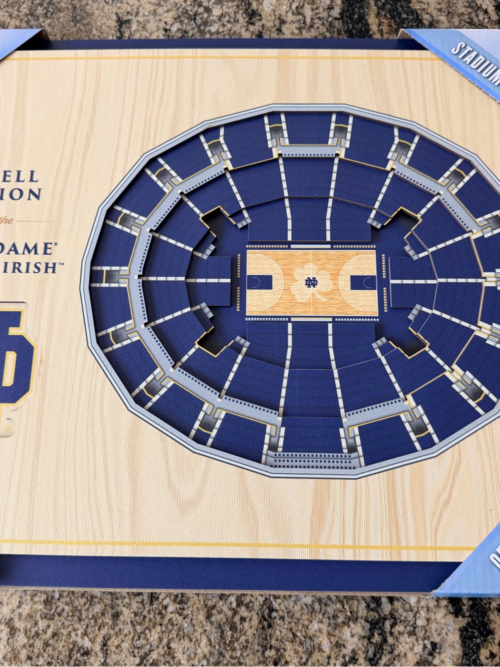 Fighting Irish Purcell Pavilion 3D Stadium Wall Art - Navy